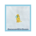 Mini Golden Retriever with a Hydrangea | 18 Mesh Needlepoint Canvas | New England Summer Collection