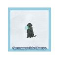 Mini Black Labrador Retriever with a Hydrangea | 18 Mesh Needlepoint Canvas | New England Summer Collection