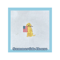 Mini Golden Retriever with the American Flag | 18 Mesh Needlepoint Canvas | New England Summer Collection